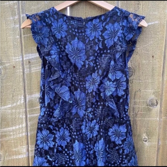 Navy Blue Molinetto Lace Ruffled Tiered Maxi Dress 🌿 - Picture 10 of 11